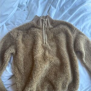 32 Degrees Plush Half-Zip Teddy Pullover in Camel